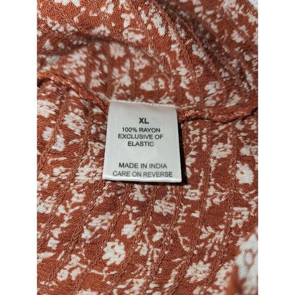 Dizzy Lizzy Smocked Crop Top Women's XL Rust‎ Orange White Floral Tie-Straps NEW - Picture 7 of 11